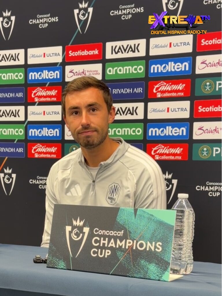 Jack Maher en la conferencia de prensa de Nashville SC antes del partido de vuelta de octavos de final de la Concacaf Champions Cup 2026.