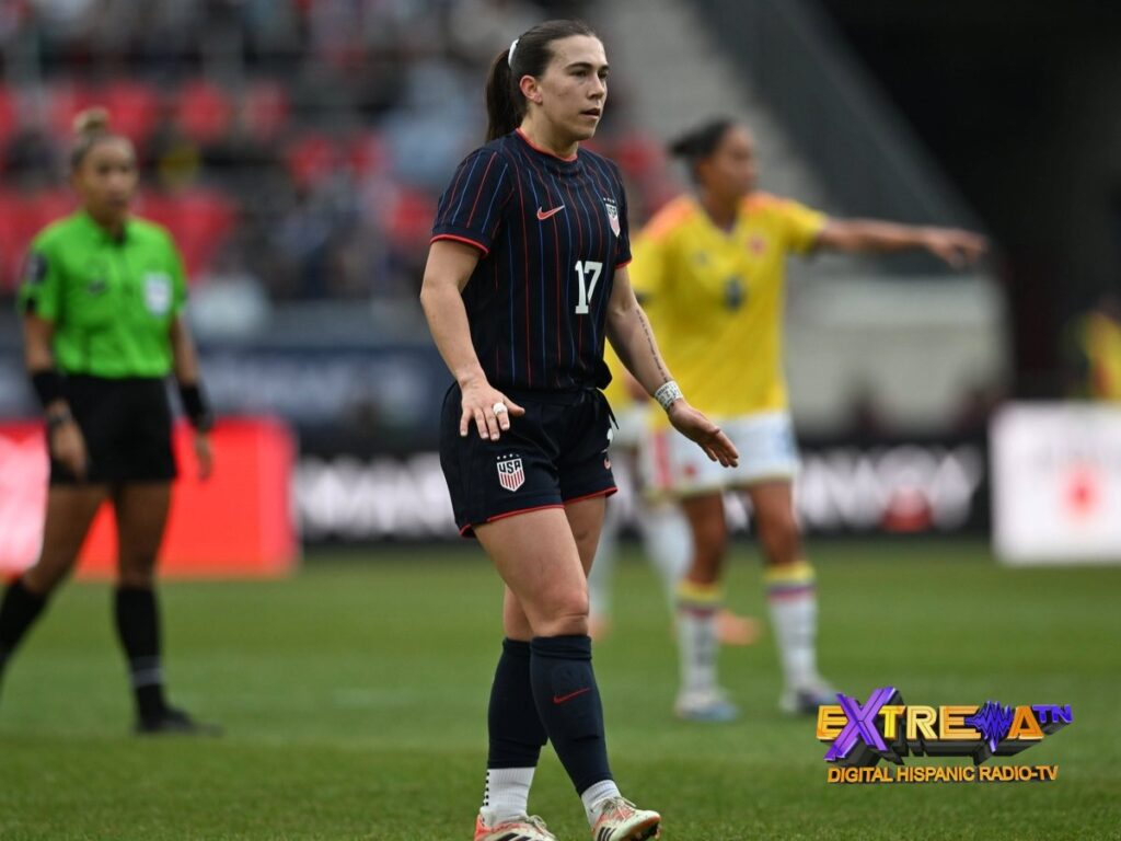 Jugadora de USA número 17 en cancha durante el partido ante Colombia en la Copa SheBelieves 2026 en Harrison New Jersey