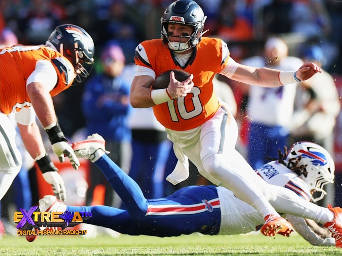 Bo Nix evade tackle y avanza en la victoria 33-30 de Denver Broncos ante Buffalo Bills