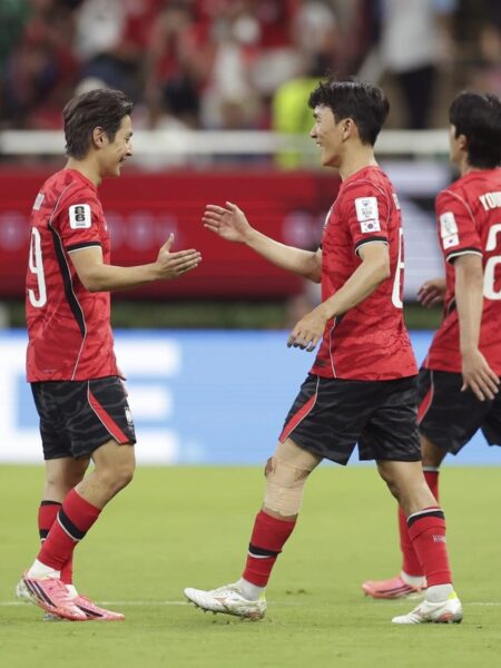 Jugadores de Corea del Sur celebrando durante el Mundial 2026