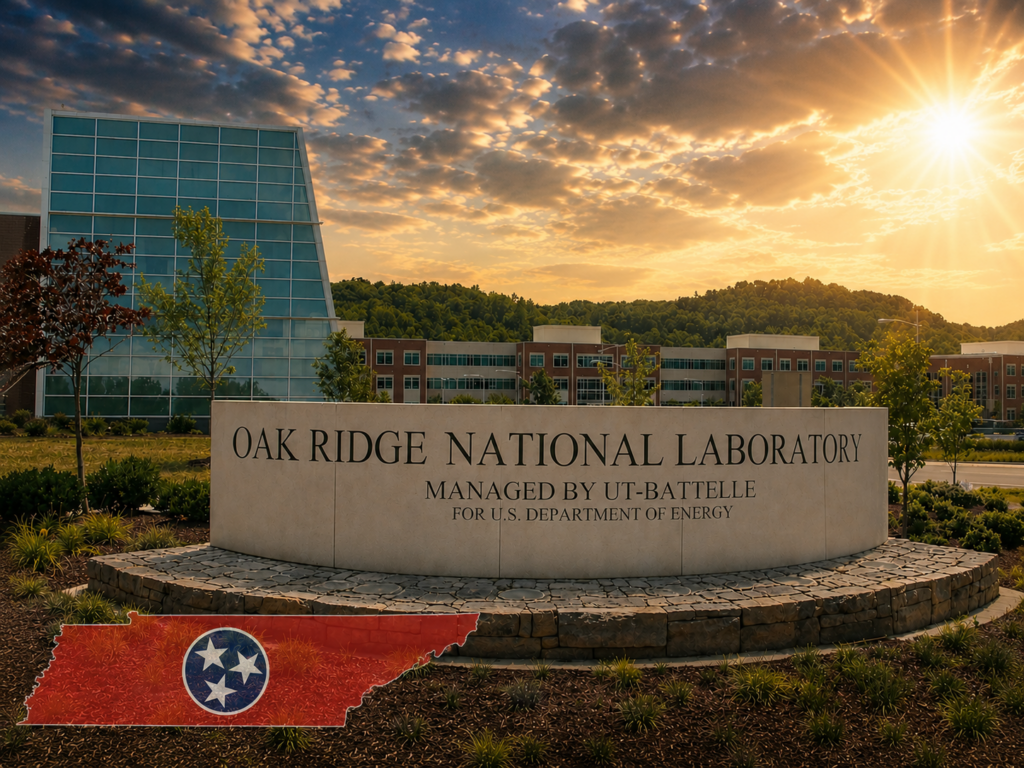 Entrada del Oak Ridge National Laboratory en Tennessee, uno de los principales centros de investigación energética del país y protagonista de los avances relacionados con la fusión nuclear.