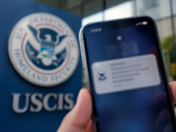 Sello de USCIS junto a documentos migratorios mientras un juez federal ordena reanudar el procesamiento de miles de solicitudes suspendidas en Estados Unidos.