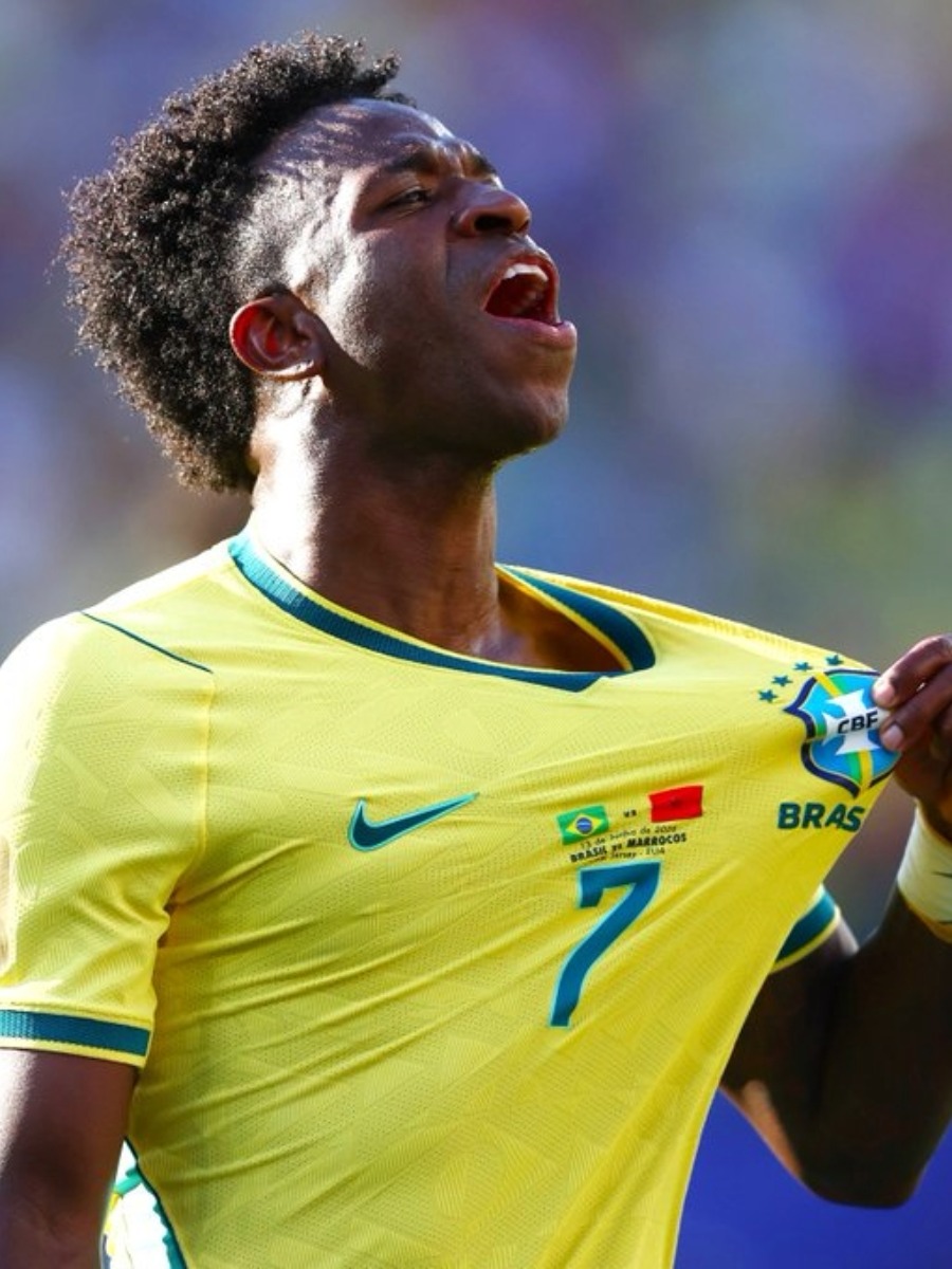 Vinícius Júnior celebrando su gol ante Marruecos en el Mundial 2026
