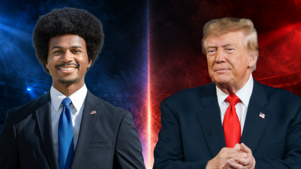 Donald Trump y Justin J. Pearson en una composición editorial sobre la contienda por el Distrito 9 de Tennessee.